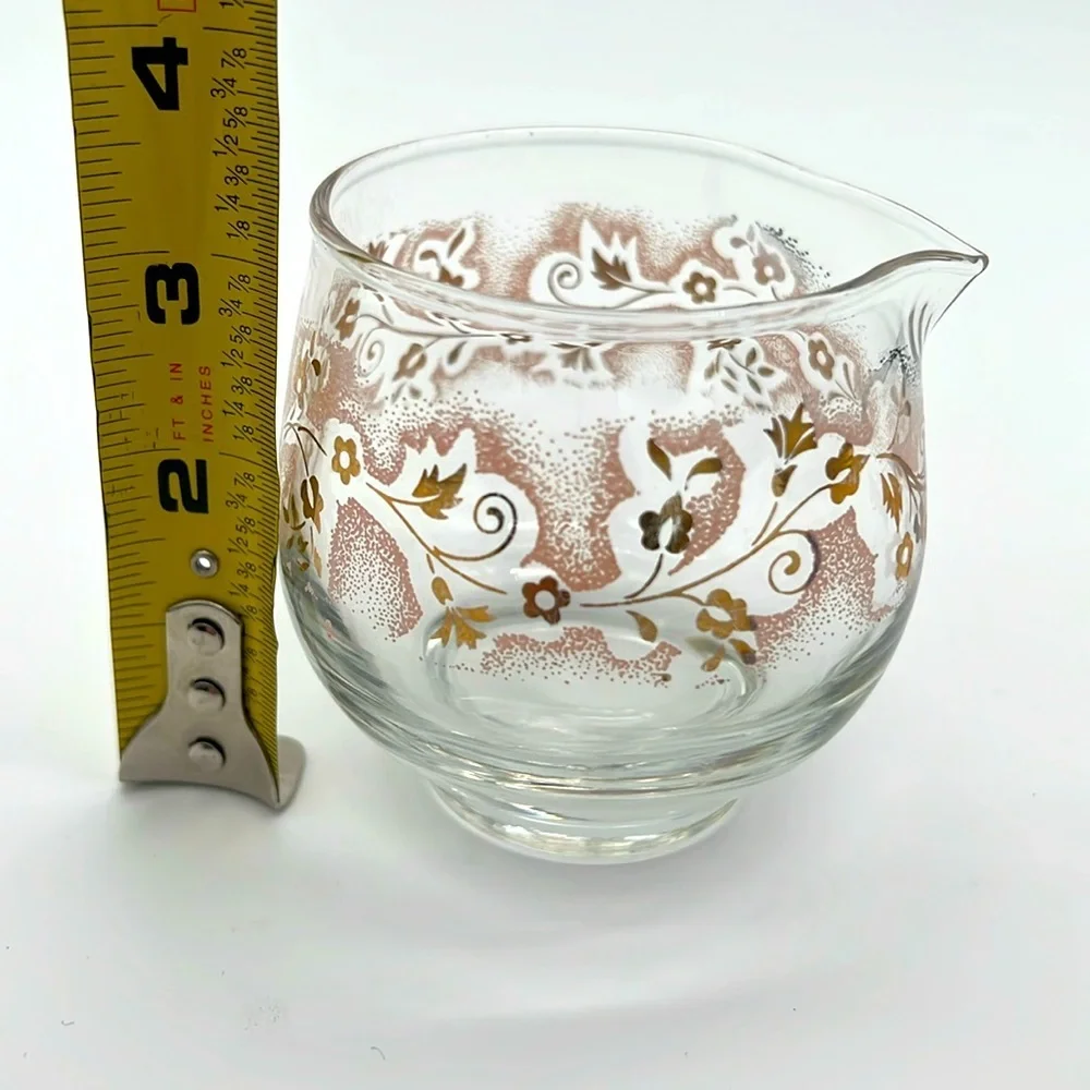 Vintage Libbey Duchess Pink Mist Gold Floral Vine Glass Creamer